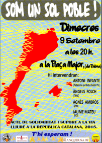  Avui vespre acte de germanor i solidaritat de la Mallorca digna amb la Catalunya que vol ser lliure 