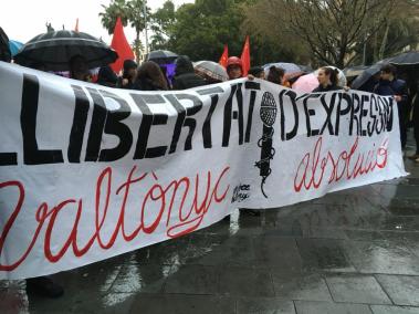 Imatge de la manifestació en suport del raper Valtonyc.