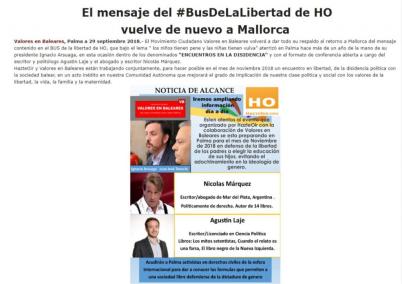 L'entitat ultraconservadora 'Valores en Baleares' tornar a donar ales a LGTBI fòbia.