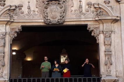 Imatge de l'escenificació del pregó de les festes de Sant Sebastià d'aquest 2019.