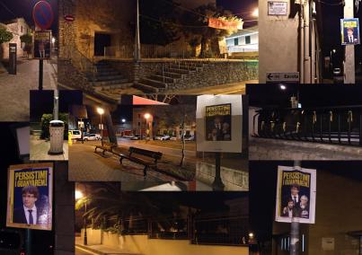 Fotocomposta dels cartells apareguts en els diversos municipis de l'Illa.