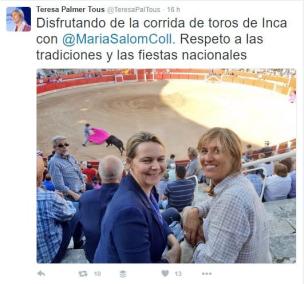 La candidata del PP, Teresa Palmer, presumeix de ser taurina