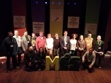 Imatge de la nova executiva de Més per Menorca amb els convidats al 2on Congrés.