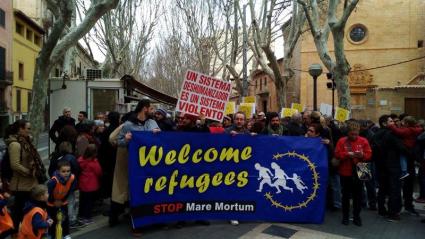 Manifestació en defensa de l'acollida de refugiats.