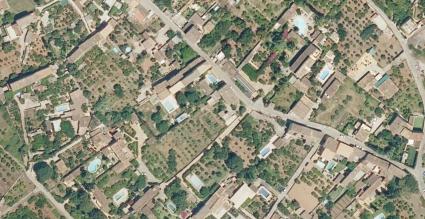 Fotografia aèria d’una part de Sóller on ha augmentat considerablement la construcció de piscines en habitatges familiars.