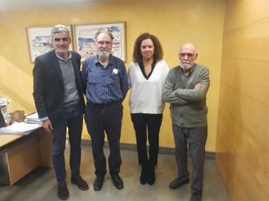 Catalina Cladera, Pep Lluís Colom i els propietaris de la finca s'han reunit avui al matí al notari.