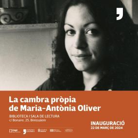 Imatge del cartell de la inauguració de la sala de lectura Maria-Antònia Oliver.