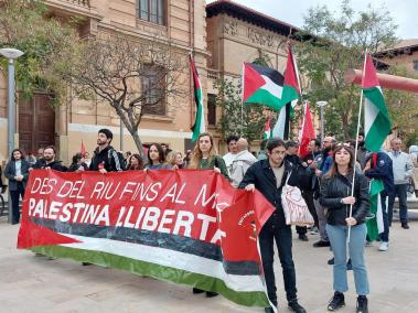 Imatge de la manifestació per commemorar el Dia de la Terra Palestina celebrada aquest dissabte a Palma.