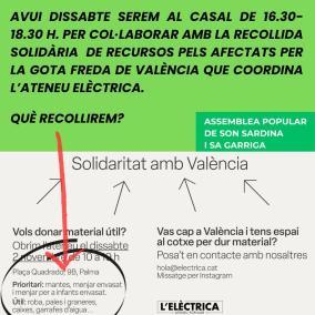 Imatge del cartell de la recollida solidària amb el País Valencià.