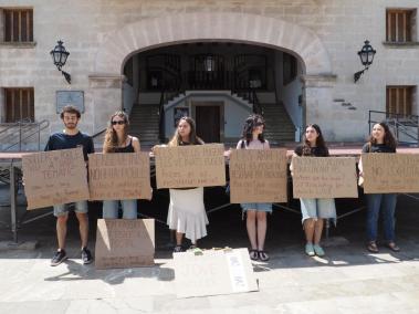 Acció que realitzà dissabte el Moviment Jove de Sóller.