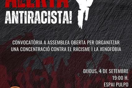 Imatge del cartell de la convocatòria de l'assemblea antiracista.