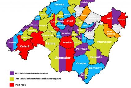 Mapa de les batlies dels municipis de Mallorca