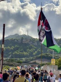 Més de 500 persones han participat en la marxa solidària per Palestina al Toro de Menorca.