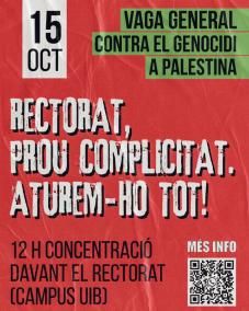 Cartell de la concentració d'aquest pròxim dimecres davant el rectorat de la UIB.