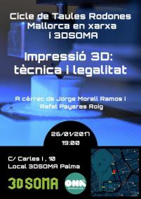 Conferència per 3DSOMA: «Impressió 3D: tècnica i legalitat»