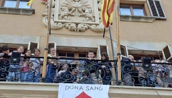 Els alumnes del col·legi avui matí a les Cases de la Vila.