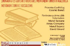 Cartell de la jornada d'estudis històrics sobre el moviment obrer a Mallorca.
