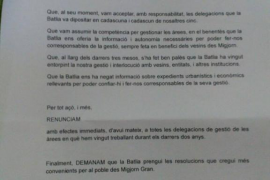 Renuncien cinc regidors del PSOE del Migjorn Gran per manca de confiança en el batle