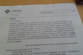 Més desbarats a selectivitat: justificació del cop d'Estat de Franco a la prova d'Història