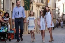 Spain's King Felipe, Queen Letizia, Princess Leonor and Princess Sofia visit the village of Soller in the island of Mallorca