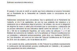 La carta intimidatòria del Govern espanyol als batles de Catalunya