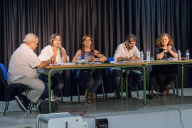 La sala d’actes de l’IES Marratxí va acollir el primer debat a quatre entre els candidats a liderar Podem.
