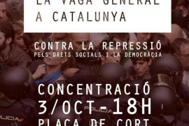 Mallorca convoca una concentració en solidaritat amb la vaga general al Principat