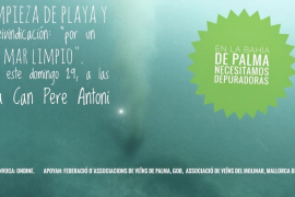 Cartell de la jornada de neteja a la platja de Can Pere Antoni.