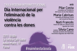 El PSIB commemorarà el 25 de novembre, Dia Internacional per a l'eliminació de la violència contra les dones, amb una àmplia agenda d'activitats.