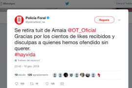La Policia Foral de Navarra rectifica després d’un tuit del tot sexista 