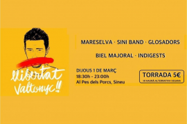 Sineu acollirà un concert de suport a Valtonyc aquest dijous 