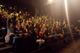 Imatge de la votació celebrada divendres durant la primera jornada de l'assemblea de MÉS.