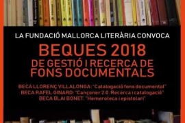 Fundació Mallorca Literària adjudica les beques 2018 de gestió i recerca del fons documental