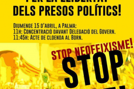 Convoquen una concentració per la llibertat dels presos polítics per a aquest diumenge a Palma