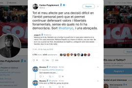 Puigdemont desitja sort a Valtonyc «per la decisió difícil»