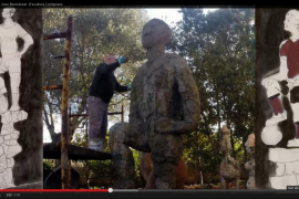 El vídeo mostra el procés de creació de l'obra ubicada a l'estadi de Son Moix.