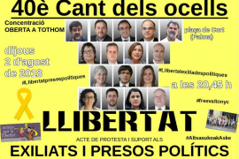 La cantada setmanal del Cant del Ocells per la llibertat dels presos polítics arriba a la seva 40 edició