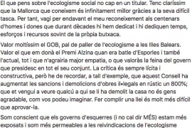 Ensenyat diu que comparteix objectius amb els ecologistes i els demana diàleg