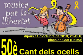 Aquest dijous, 11 d'octubre, cinquantena edició de la cantada per la llibertat a Cort