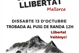 Mallorca s’agermana a la iniciativa `Cims per la Llibertat´aquest dissabte a Randa