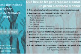 Obert el termini per a proposar un premi o distinció d’honor del Consell de Mallorca 2019
