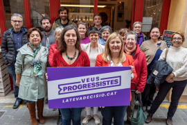 Neus Truyol i Rosa Cursach durant l'acte de campanya celebrat aquest dissabte.