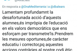 Des d’Aixa-Llaüt «lamenten profundament» la «desafortunada acció» dels alumnes i avisen que «prendrem les mesures oportunes»