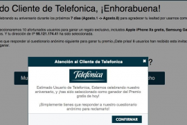 Alerten d'una estafa en línia que simula una enquesta d'una companyia telefònica