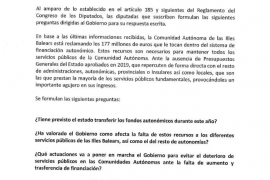 EU demana a Pedro Sánchez «si fa comptes pagar els 177 milions d'euros que corresponen a les Balears»