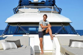 Rafel Nadal a bord del seu vaixell.