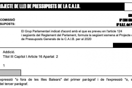 Més per Menorca manté una esmena perquè s'elimini el complement de 22.000 euros als alts càrrecs de fora de les Illes
