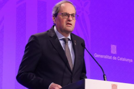 Pla curt del president de la Generalitat, Quim Torra, en una roda de premsa el 12 de març del 2020 (Horitzontal)