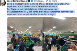 Bauzá va al supermercat però demana als altres que no hi vagin