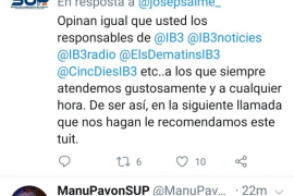 El 'Sindicato Unificado de Policia' amenaça un periodista d'IB3 que no atendran les telefonades de la televisió